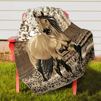 Западното одеало за скачущей кон, Леко меко топло фланелевое одеало за легло, диван, всекидневна, кафяви попоны за коне