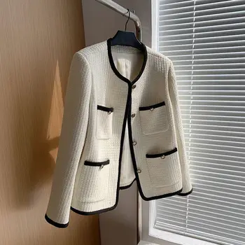 Дизайнер на корейската писта, луксозни дамски зимни якета, твидовая дамско сако, дамско твидовое Елегантна висококачествено палто голям размер, яке