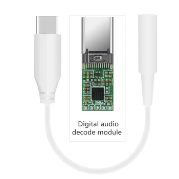 Аудиоадаптер Geekria Type-C с цифрово аудиодекодером, кабел за Преобразуване USB-C 3,5 мм слушалки (бял 0,4 метра)