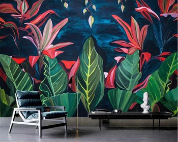 beibehang Тапети за хола на спалня, декориране на дома, европейски ретро тропически гори, бананови листа, на фона на телевизор, 3D тапети
