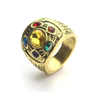 Супергерой филм Танос Камъни Безкрайност Мъжки пръстен от сплав Бижута Подарък Cosplay Подпори Пръстен