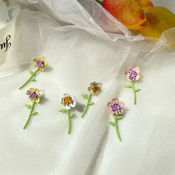 Подарък бижута за уши, висящи обеци, висулка във формата на цвете, дамски обеци-карамфил в корейски стил, цветни обеци
