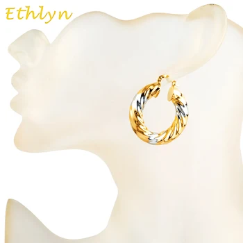 Кръгли обеци Ethlyn 4 см/Етиопски, два цвята украси, арабски изделия, Африкански метални аксесоари, Африкански обеци за жени E043