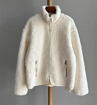 Кожено яке Кожа яке палто Бяло облекло за жени, Дизайнерски висококачествени топли зимни якета за жени Луксозна горната яке