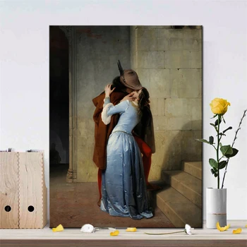 Италиански художник Франческо Хейс Kiss-Il Bacio Плакати и щампи, стенно изкуство, картини върху платно