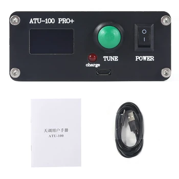 ATU-100 Pro + Автоматична Антена Тунер 1,8-55 Mhz, Многофункционален, Лесен за ползване, С Довършителни работи 0,96 инча, Акумулаторна батерия, Черен ABS + Калъф