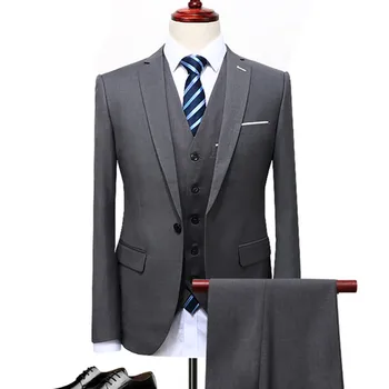 Комплекти, мъжки бизнес Ежедневни костюми / Мъжки костюм от три части Жилетка + Блейзери + панталони, Сако, Палто, Панталони Жилетка / Размер S-5XL