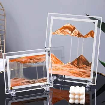Креативна Подвижна Рамка За Изготвяне на Пясък 3D Дълбоководно Пясъчен Пейзаж в Движение Дисплей Плаващите Пясъци на Пясъчен Часовник Струящийся Пясък Подарък За Дома