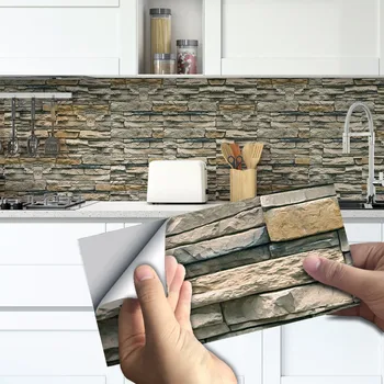 Водоустойчив стикер на стената от изкуствен мрамор за вашата кухня, Самозалепващи стикер върху кухненска маслостойкую плочки, украса на стаята, Декора на стените