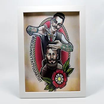 Подстригване и Бръснене! Чудесен Татуировка-Арт Постер за украса на Фризьорски салон - Страхотен Холограма Vinyl Стикер, Уникална Картина За Декора на Стените