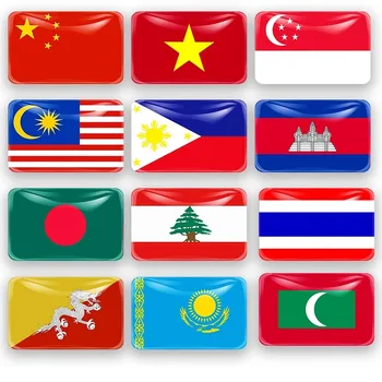 Националните флагове на азиатските страни, Магнити за хладилник от изкуствен кристал, Китай, Сингапур, Япония, Корея, Знамена, Стикери за Хладилник, Подаръци