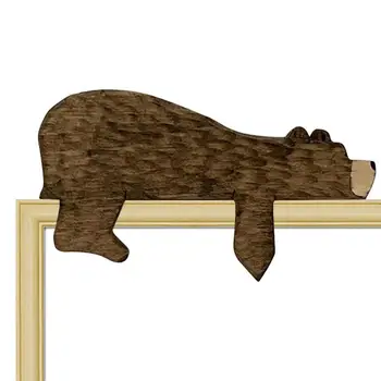 Вратата в цилиндър с дървени мечка, за украса на върха врати кафяв мечок, декорация на горната част на вратата, за украса на рамката на вратата, мебелни миниатюри