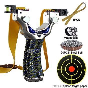 Нова висока инжекция и мощен Лазер катапулт за лов на открито с гумена лента и метална топка Подходяща за игра в стрелялку, която лесно се носи с себе си