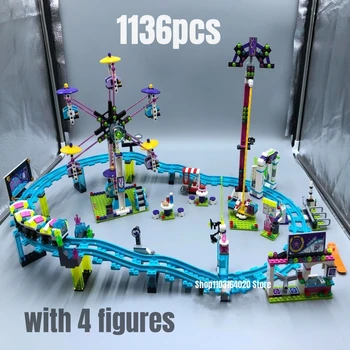 1136шт увеселителен Парк на Влакче в увеселителен парк Строителни Блокове Модел Fit 41130 Играчки за Деца Коледен Подарък