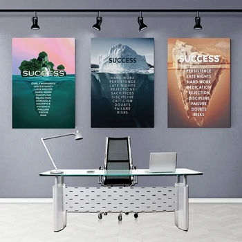 Айсберг успех Мотивационни Картина върху платно, боядисани стени Вдъхновяващи цитати Плакат и щампи Успешното монтаж на стена арт Декор офис