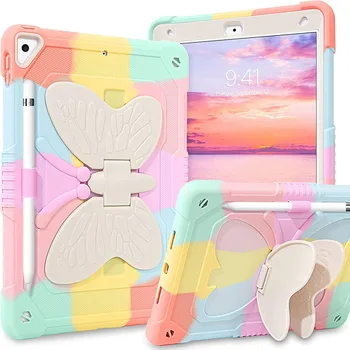 За iPad 9/8/7-то поколение Калъф За iPad Air 3 Калъф за деца 2021/2020/2019 Крила на Пеперуда Калъф за iPad с 10.2 притежател на Молив
