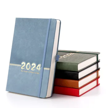 Английски В 2024 година Планирайте Този 365-дневен план, по една страница на ден, планер, формат А5, хартия за писма, Канцеларски материали за офиса