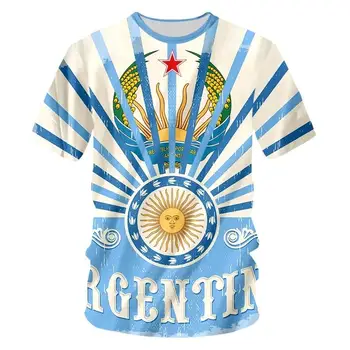 Тениски с 3D-принтом с шарките на Аржентина, Летни мъжки Дамски тениски в стил хип-хоп с къс ръкав, градинска тениска Harajuku, детски потници, облекло