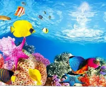 2/3 Океан PVC Аквариум Фон на Плакат Декорация на аквариума Пейзаж 30x52 см