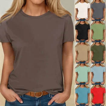 Ризи С къс Ръкав За Жени, Красиви Върхове, Обикновен Тениски, Блузи, Ежедневни Базови Върховете на Размера на Плюс, Пуловер, Дамски Модни Блуза