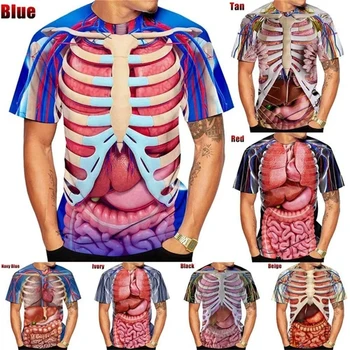 Нова Технология Тениска Разширена реалност Unxsex За Анатомия С 3D Принтом, Тениска С Кръгло деколте И къси Ръкави, Забавна Мъжка тениска За Хелоуин