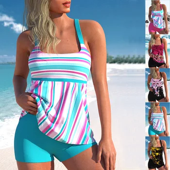 2023 Дамски бански костюми, плажни Модерен принт Танкини Модерен Секси бански Комплект Бикини за летния плуване Комплект от две части