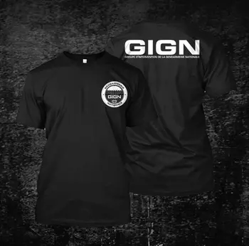 Френски удрям Gign Националната жандармерия - мъжка черна тениска по поръчка