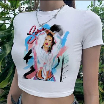 Selena Quintanilla облекло тениска дамски ulzzang tumblr градинска дрехи, ежедневни графични тениски дамски тениска реколта