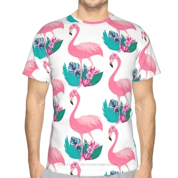 Мъжка тениска с 3D принтом Розов Flamingo, унисекс, свободни топове от полиестер за фитнес, плажни мъжки тениски в стил хип-хоп