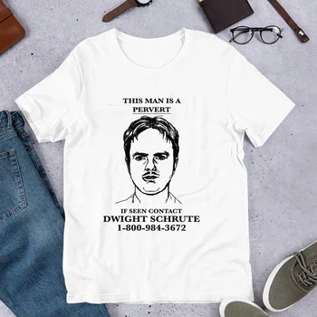 Офис тениска Dwight Schrute Pervert Забавни памучни тениски с образа на Дуайт на Този човек-перверзник мъртъв