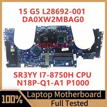 L28692-001 L28692-501 L28692-601 За HP 15 G5 дънна Платка на Лаптоп DA0XW2MBAG0 с процесор SR3YY I7-8750H N18P-Q1-A1 P1000 100% Тествана