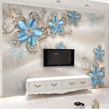 beibehang Индивидуални голям стенопис модно декорация на дома, 3d луксозен европейски коприна перла цвете на фона на стената за телевизор