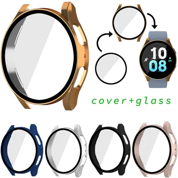 Напълно покриващи калъф за Samsung Galaxy Watch 5 44 мм 40 мм и Защитно фолио за екран от закалено стъкло, калъф за PC Galaxy Watch5 Shell
