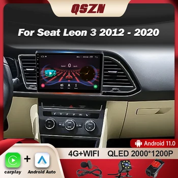 QSZN За Seat Leon 3 2012-2020 Радиото в автомобила QLED Android 13 Мултимедиен Плейър Навигация Carplay Auto RDS Стерео DSP WIFI