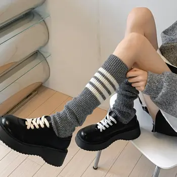 Гамаши райе в японски стил, пънк, обикновена чорапи на райета в стила на харадзюку, Вълна, калъф за краката, Балетные чорапи за момичета