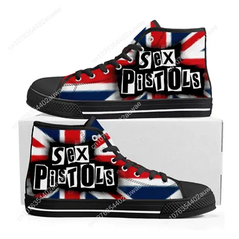 Пънк-рок банда Sex Pistols, висококачествени маратонки, мъжки, дамски, юношески, парусиновые обувки, ежедневни обувки за чифта Обувки по поръчка