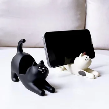 Креативен държач за мобилен телефон с котка от смола, удобен практичен инструмент, група в котешка форма, подарък за рожден ден за момичета, Украса за работния плот, занаяти