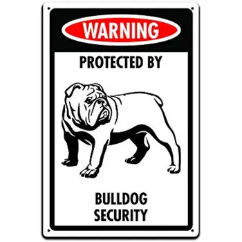 Метална лидице куче, лек алуминиев знак за домашни кучета | Табели за кучета в закрити помещения или на открито | с Предупреждение, сигурна система за сигурност Bulldog