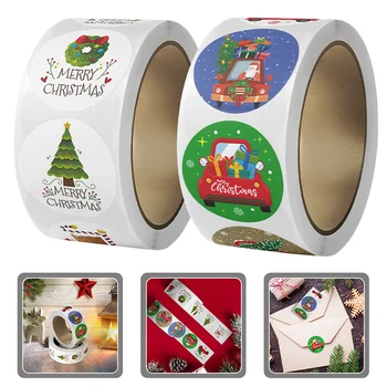 2 Ролка Коледните и Запечатване на Етикети Естетически Празничен Подарък, Стикери, Чанта За детски Играчки, Медна Плоча за Чанти
