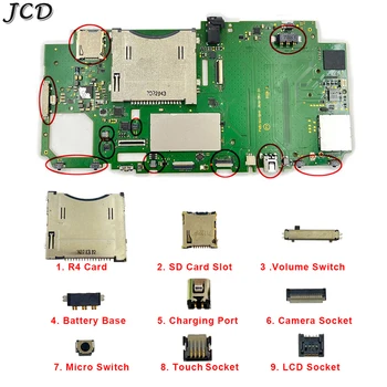 JCD За Ново Зарядно Пристанище 2DS XL LL Слот За SD карта Жак За Сензорен LCD-камерата Бутон за Регулиране на силата на звука Микропереключатель Резервни Части За Акумулаторни База