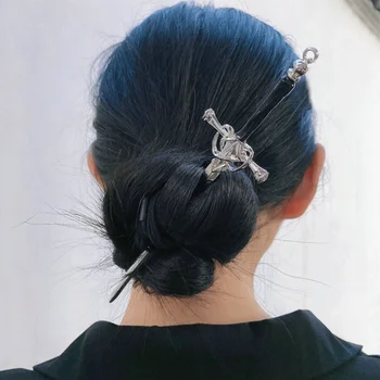 2022 Нова пънк-метална шнола с меч, китайски прости пръчки за коса, за жени, Инструменти за създаване на прически със собствените си ръце, Аксесоари Дропшиппинг