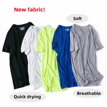 Нова мъжка тениска за бягане, Бързосъхнеща однотонная спортно облекло, Еластична, лесна облекло за фитнес, тениски за тренировки във фитнеса за мъже