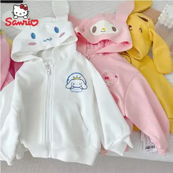 Нова Детска hoody Sanrio Melody Kuromi Cinnamoroll с качулка Y2K Kawaii, Топло палто с дълги ръкави и шарките на аниме, блузи, яке за момичета
