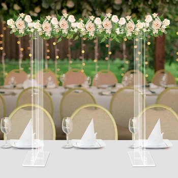 40-инчов Правоъгълна Цветна Рафтове От Прозрачен Акрил Цветя на Щанд САМ Wedding Party Decoration