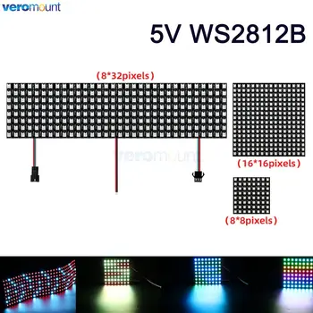 WS2812B IC 8Х8 16X16 8X32 Led Пиксел Панел Гъвкав Матричен Екран WS2812 RGB Пълноцветен Модул Dream Color С Индивидуален Адрес 5 В