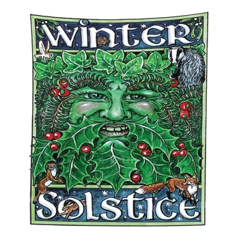 Ден На Зимното Слънцестоене Езически Зелено Човече Дълбоки Символи Ретро Скандинавски Санта Елена Коледен Свети Стенен Арт Гоблен