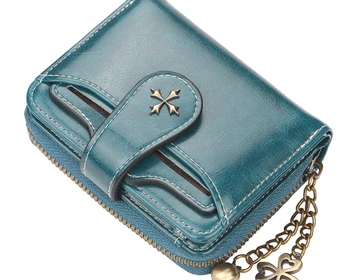 Женски малък портфейл от изкуствена кожа, портмоне с цип с пискюли, джоб за монети, кратък държач за карти, модерен женски портфейл, чанта за пари, Дизайн