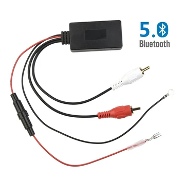 Авто безжичен модул Bluetooth V5.0 10 М 12 В, Музикален радио Стерео аудио кабел, адаптер AUX, 2 кабела RCA адаптер Stecker