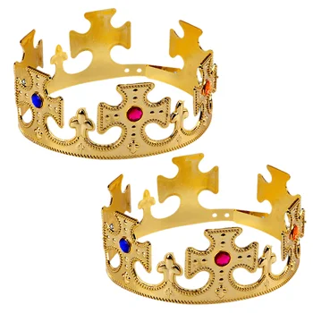 2 бр Хелоуин Парти Короната крал на Бала Crown принцеса на Короната на кралица Пластмасово покритие на Короната на Мъжете Сребро
