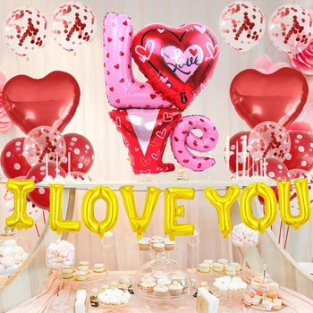 36 бройки, определени за любов, балон от алуминиево фолио, Свети Валентин, годеж, украса за сватбени партита